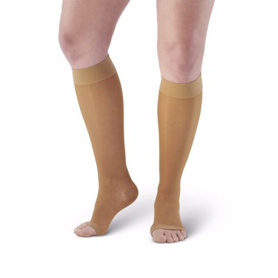 Ames Walker 44 Sheer Support Open Toe Knee Highs 20-30 mmHg