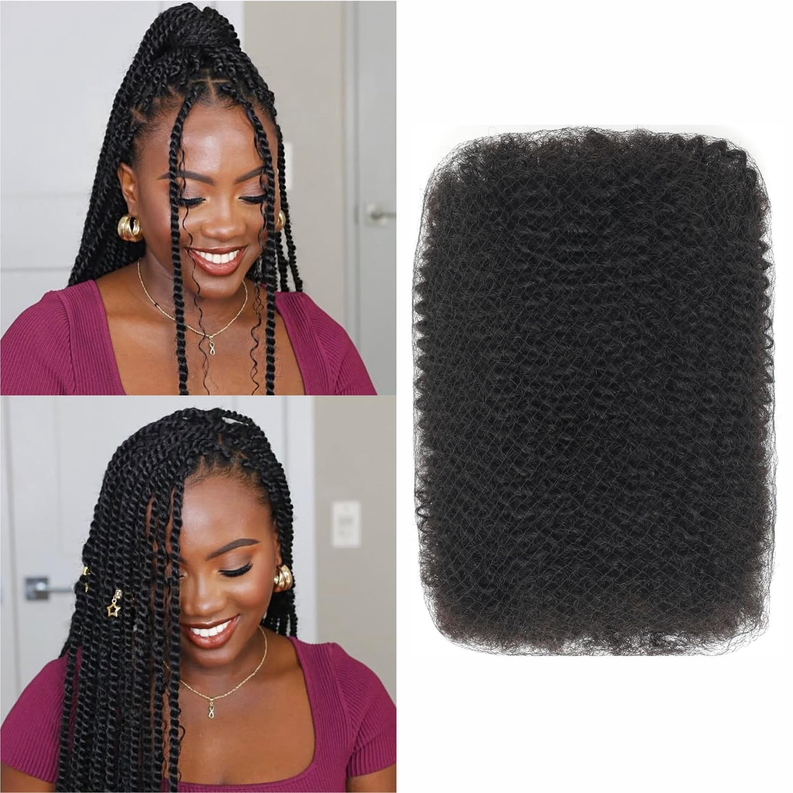 Afro Kinkys Bulk Human Hair For Dreadlock Extensions, Loc Repair, Afro Kinky ...