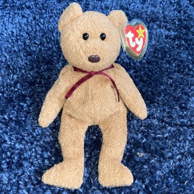 Ty Beanie Baby Plüsch - SELTEN & NICHT MEHR PRODUZIERT - Curly der Bär mit Etikett 12. April 1996