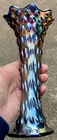 FENTON COBALT BLUE “RUSTIC” CARNIVAL GLASS VASE – AVERAGE!