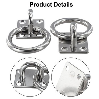 2 Stück 304 SS M8 Zurranker 40x50 mm Pad Augenplatten mit Ringen und Schrauben