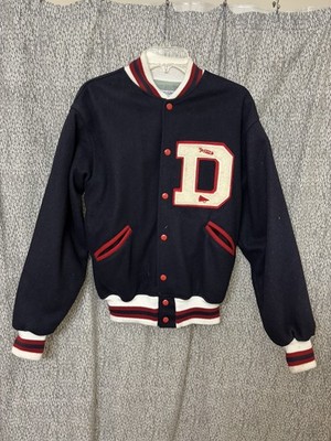 Vintage Felco Varsity Letterman Jacket Medium Red Blue Wool Chenille Patch D USA