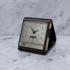 SEIKO Vintage QQ510T Gold Braun Tischuhr 7,3cm x 6,3cm Gebraucht Getestet