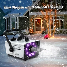600W RGB Snow Machine Christmas Decor Stage DJ Fake Snow Snowflake Maker Show