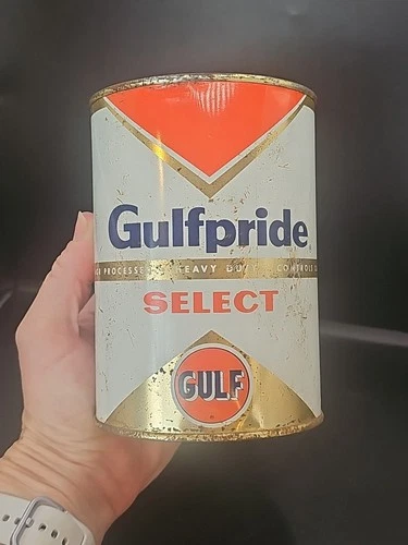 VTG Vintage NOS Gulf Gulfpride Motor Oil One Quart Can Sign Advertising LOOK