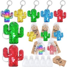 60 Pack Double-Deck Cactus Sequin Keychain Set with 20 Cactus Keychains, 20 T...