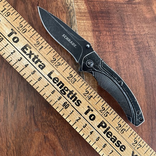 Schrade Large Drop Point Steel Aluminum Handle Stone Washed SCH218L