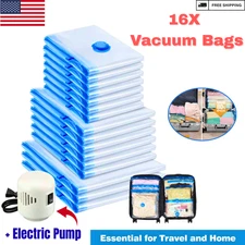 16 Pack Vacuum Storage Bags with Electric Pump -  80% Space Saver for Clothes