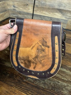 Scully Run Horse Cheyenne Brown Leather Crossbody Tote Scully Brown Bags & Handbags for Women for sale | eBay main image 2