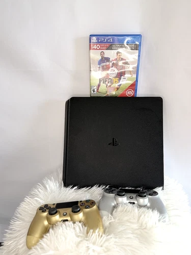 Sony PlayStation 4 PS4 Slim Console Bundle 2 Controllers FIFA 15 Tested Working