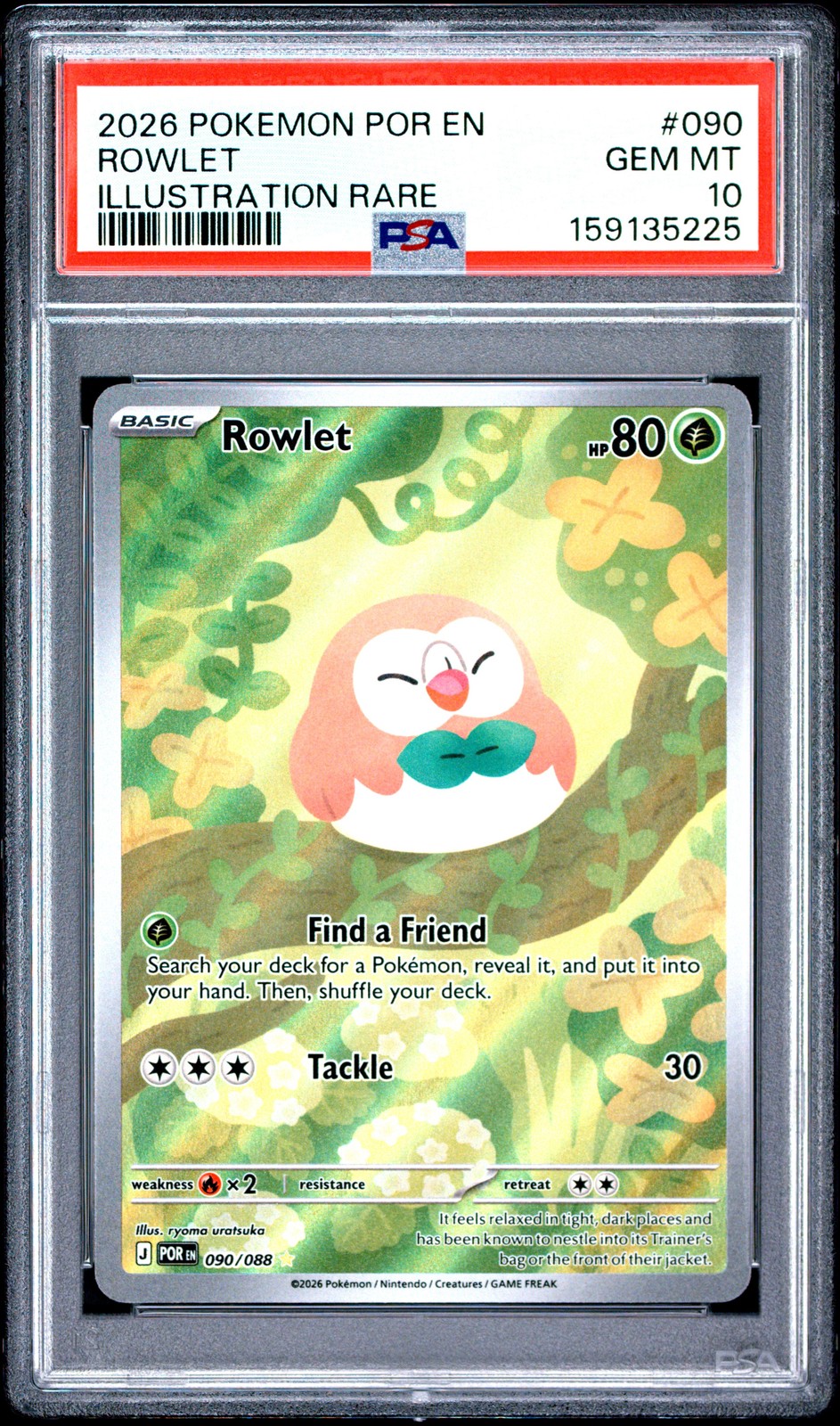 2026 POKEMON POR EN-PERFECT ORDER ILLUSTRATION RARE #090 ROWLET PSA 10