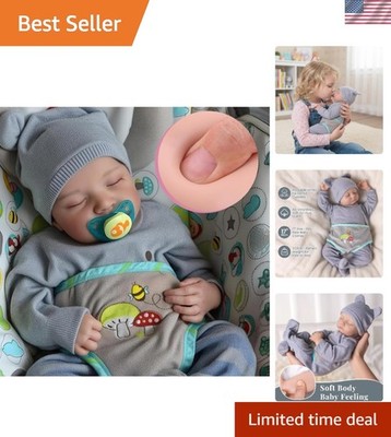 Cute Reborn Baby Dolls Full Body Silicone 18 inch Sleeping Reborn Newborn Baby R