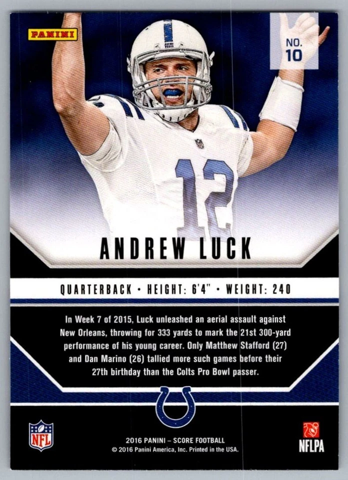 2016 Score Signal Callers Andrew Luck Indianapolis Colts #10 - Image 2 of 2
