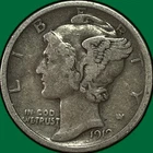 1919 Mercury Dime Very Fine VF Coin #36859
