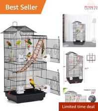 39-inch Metal Bird Cage Large Parrot Quaker Cockatiel Sun Conure Budgie