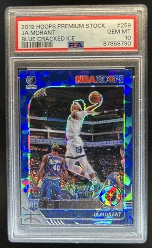2019-20 Hoops Premium Stock Ja Morant RC Prizm Blue Cracked Ice #259 PSA 10