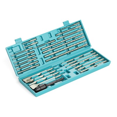 27Pcs Rotary Hammer Drill Bits Chisel Set - SDS-Plus Carbide Tipped Double-Thre