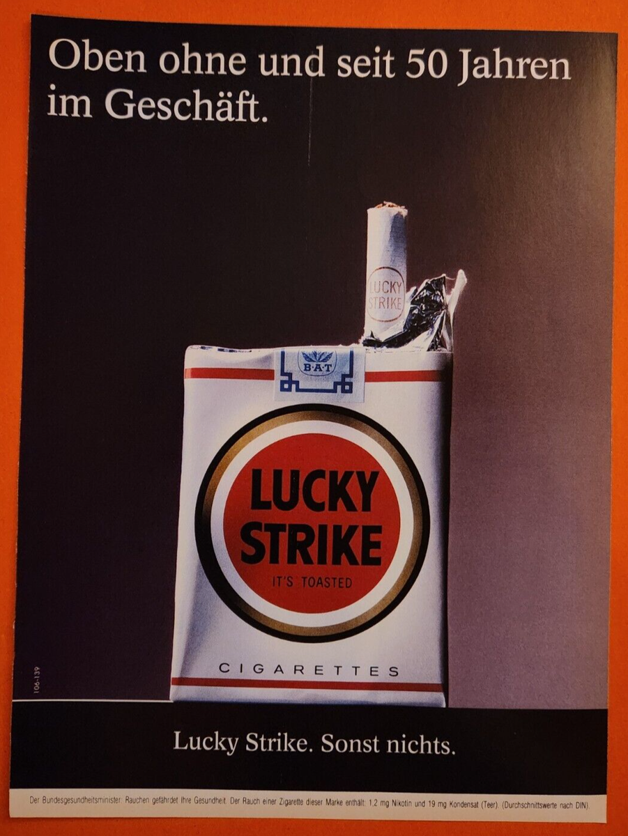8. Lucky Strike Zigaretten Werbeanzeige Werbung Reklame 1991 | eBay.de