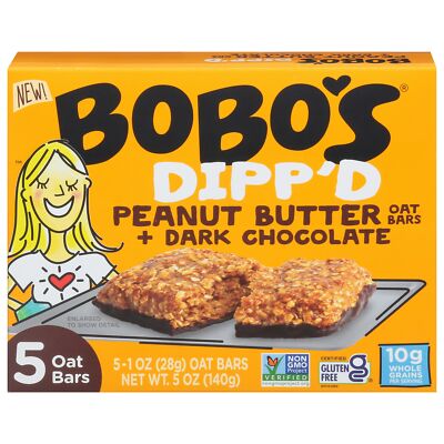 Bobo's Oat Bars Dark Chocolate Dipped Peanut Butter 5 oz (Pack of 6)