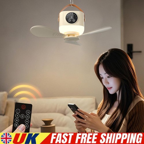 Ceiling Fan with Light Battery Operated Timing Fan 4 Wind Speed for Canopy Tent