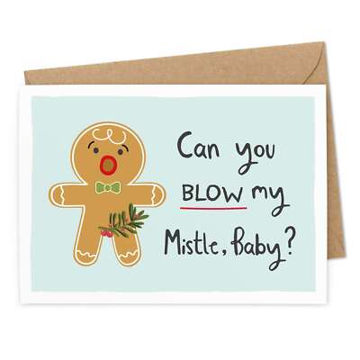 Lustige Weihnachtskarte ''Can you blow my Mistle, Baby?'' Grußkarte Postkarte