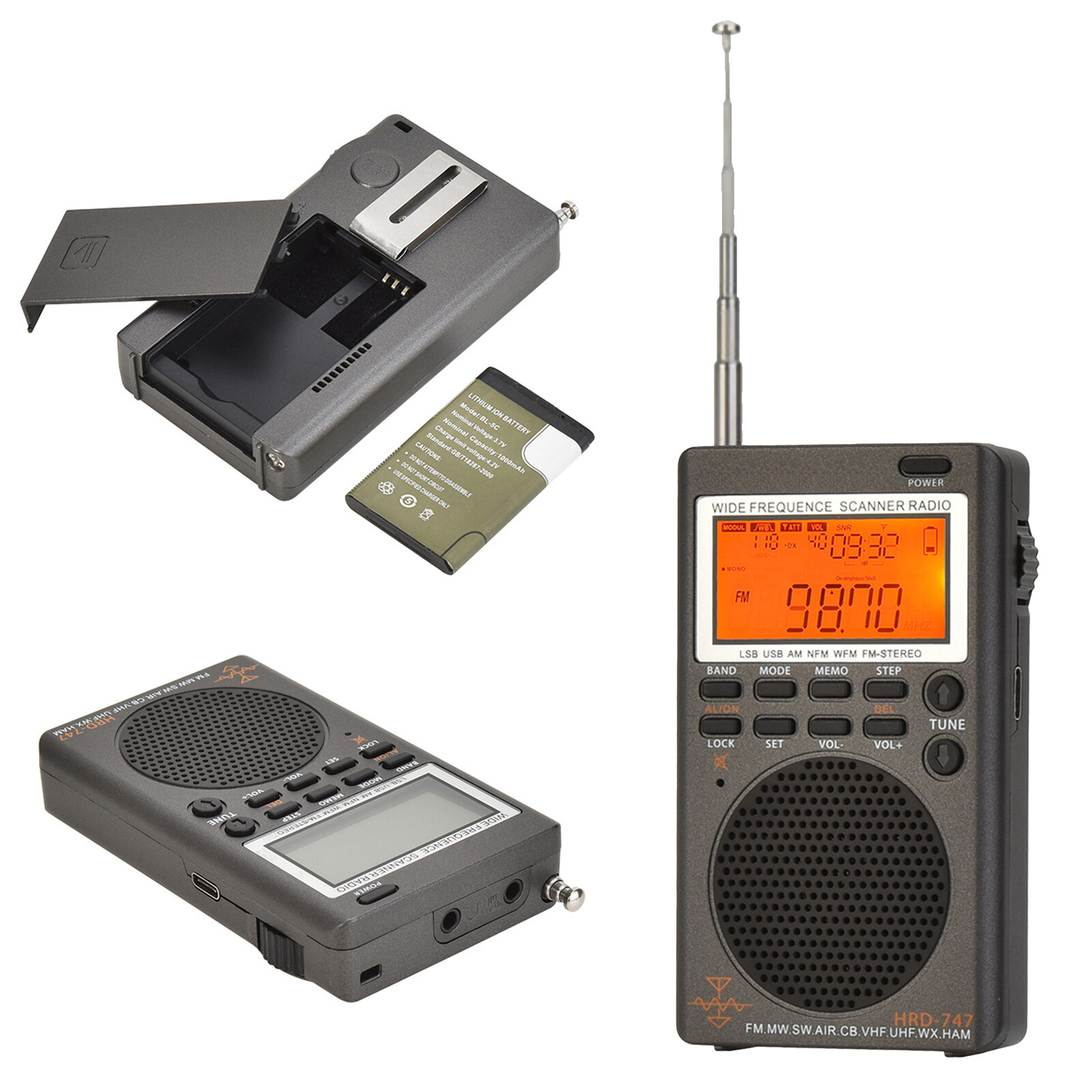 1x HRD747 Portable FM/MW/SW/AIR/CB FullBand Radio OffRoad Enthusiast