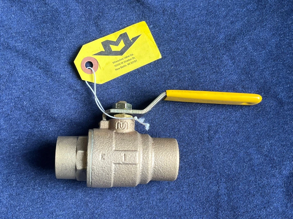 (Box of 6) 1” Solder, Std. Port, Bronze Ball Valve, 600WOG; 150 WSP, MADE IN USA - Image 3 of 4