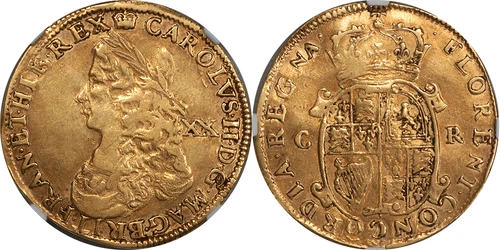 Great Britain Charles II (1660-1662) Gold Unite of 20 Shillings NGC XF-40 RARE!!