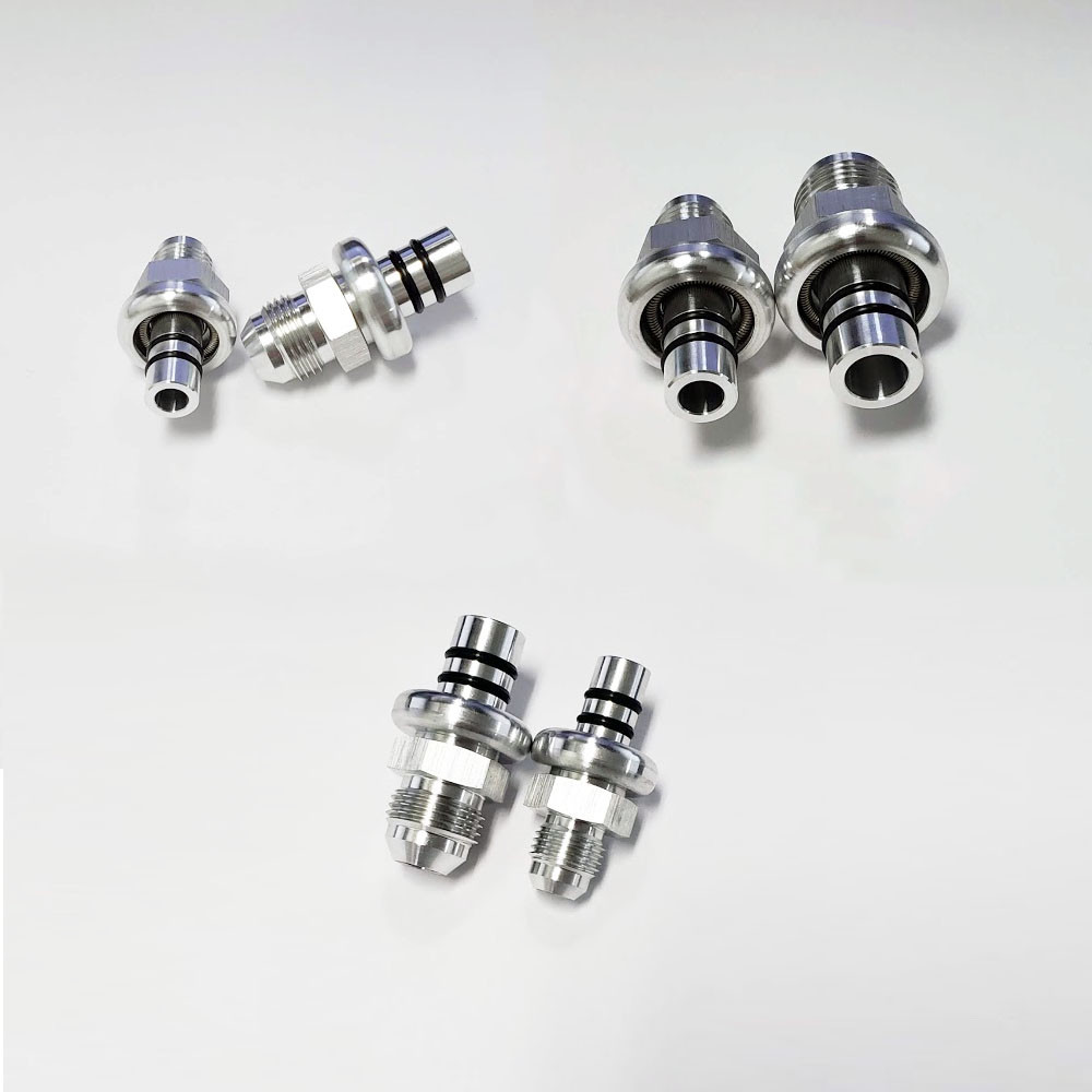 86-98 MUSTANG BILLET -6AN -8AN FUEL RAIL ADAPTER KIT AMP