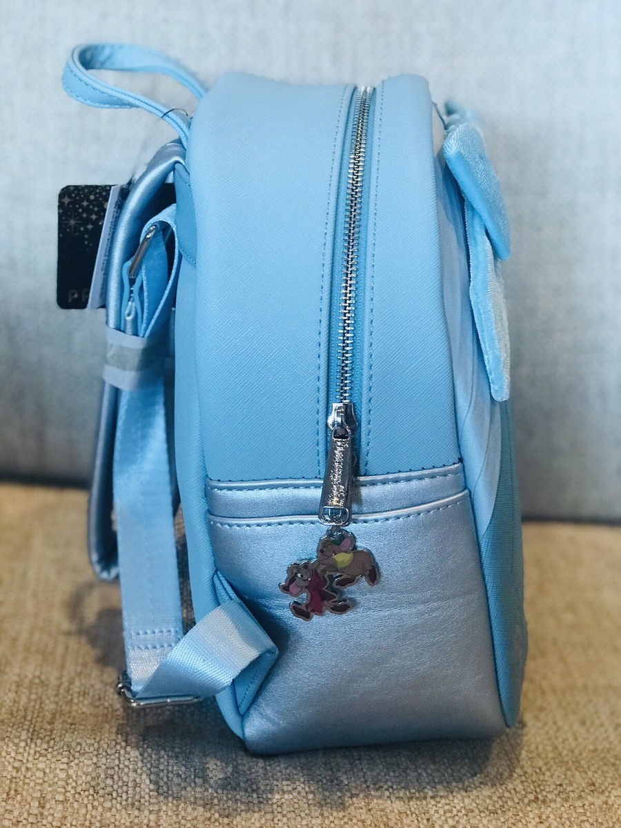 Loungefly Cinderella Light Blue Velvet Bow Backpack Loungefly Disney Cinderella Blue Bow Dress Mini Backpack NWT  main image 3