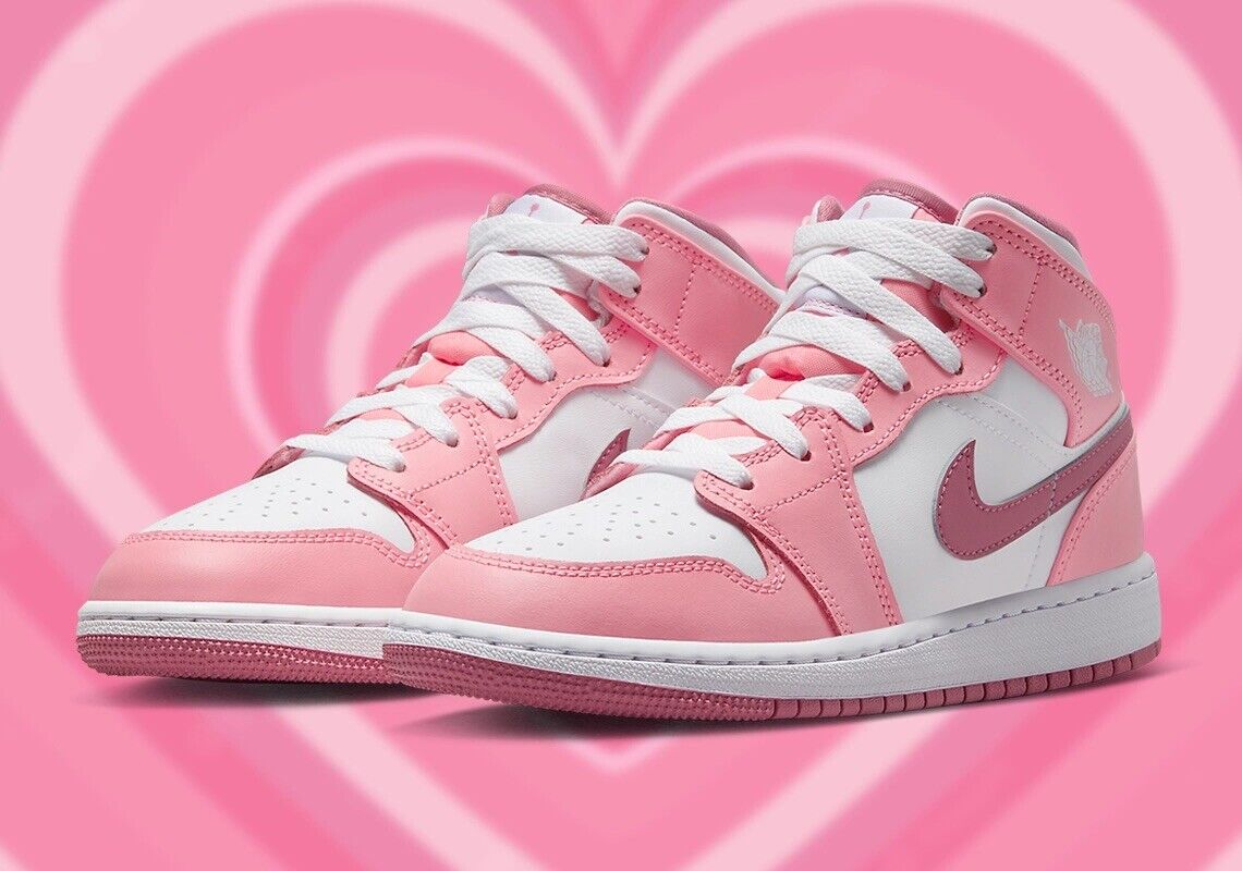 Zich verzetten tegen Bezit Verheugen Nike Air Jordan 1 Mid Coral Chalk White Pink Shoes DQ8423-616 GS DQ8424-616  PS | eBay