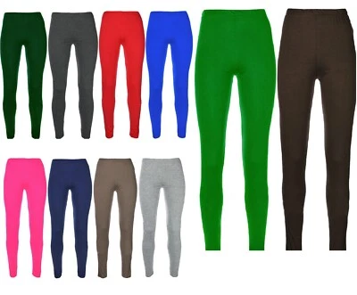 Girls Kids Leggings Plain Full Length Dance Nativity Stretch Child Teens Black