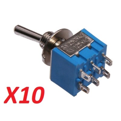 10x3 Wege EIN-AUS-EIN DPDT Schalter Kippknopf 6 Pin Elektro Mini Panel Halterung