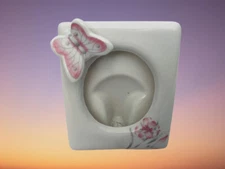 Jasco Oval Embossed Butterfly & Floral Theme Mini 3 3/4" x 3" Picture Frame Vtg