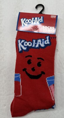 Kool-Aid Socks Funny Humor Red Kool Aid Crew Mens Size 6-12 Odd Sox Fun Food