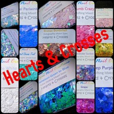HEARTS  CROSSES Glitter U Choose Nail Art  Acrylic  Gel  Body Art  Festival