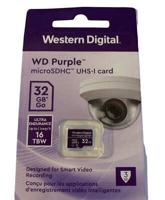 Western Digital WD Purple 32GB MicroSDXC Card 24/7 -25°C to 85°C Weather & Humid