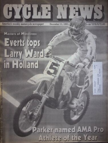 MASTERS OF MOTOCROSS - CYCLE NEWS MAGAZINE, DECEMBER 11, 1991 VTG. - Picture 1 of 2