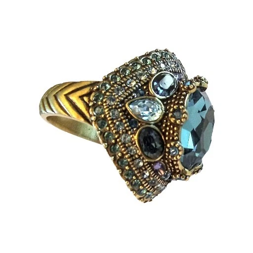 Heidi Daus 蓝色 Shirli Statement 带水晶戒指 尺寸 11.5 — 第 4/4 张图片