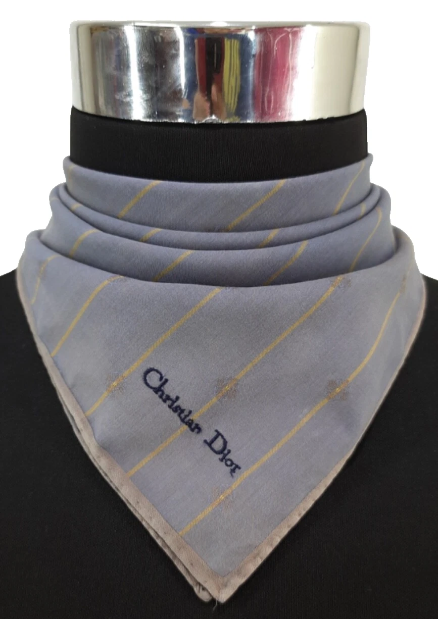Ancien foulard foulard Christian Dior fleurs bandana mouchoir haut usure