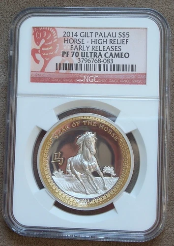 2014 Gilt Palau Onzas Silver .999 Proof Uncirculated NGC70