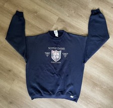 VTG Notre Dame Logo Sweatshirt Crable Sportswear Embroidered Fighting Irish Lrg.