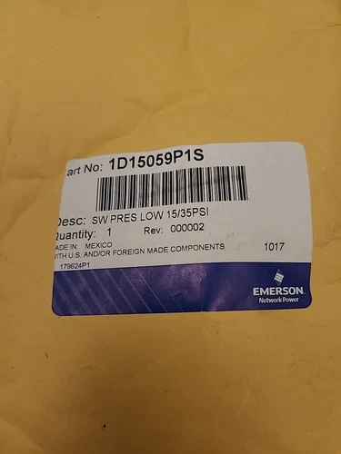 1D15059P1S Liebert Low Pressure Switch