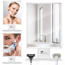Fogless Shower Shaving Mirror Razor Holder Squeegee and Organizer