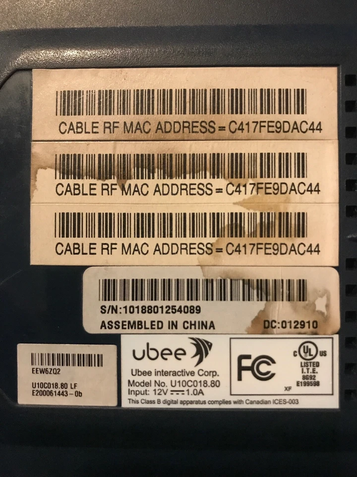 Ambit Ubee U10C018.80 DOCSIS 2.0 Cable MODEM - Image 4 of 4