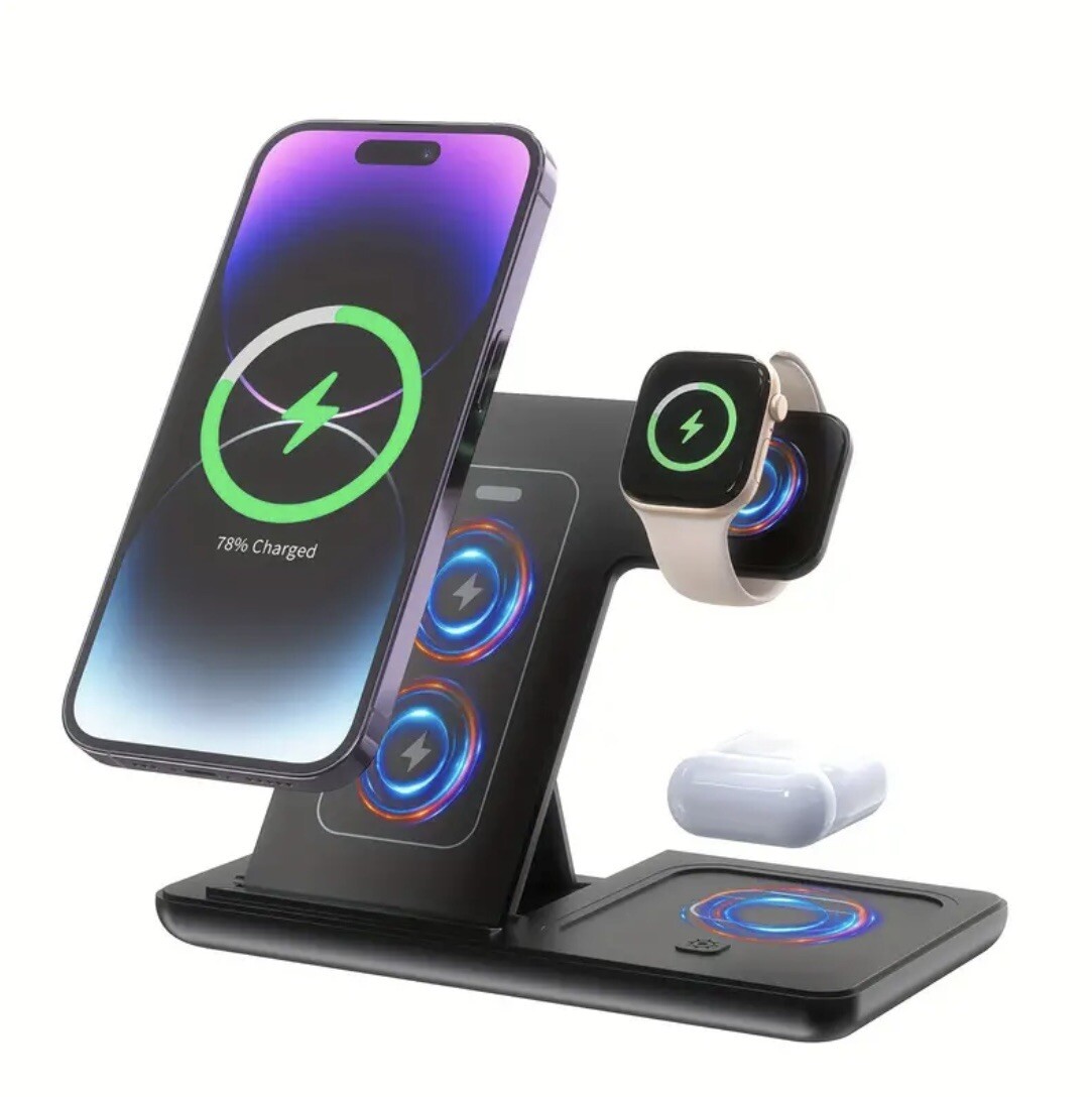 Wireless Charger Charging Station 3 In 1 For iPhone Air Pods Apple Watch-image