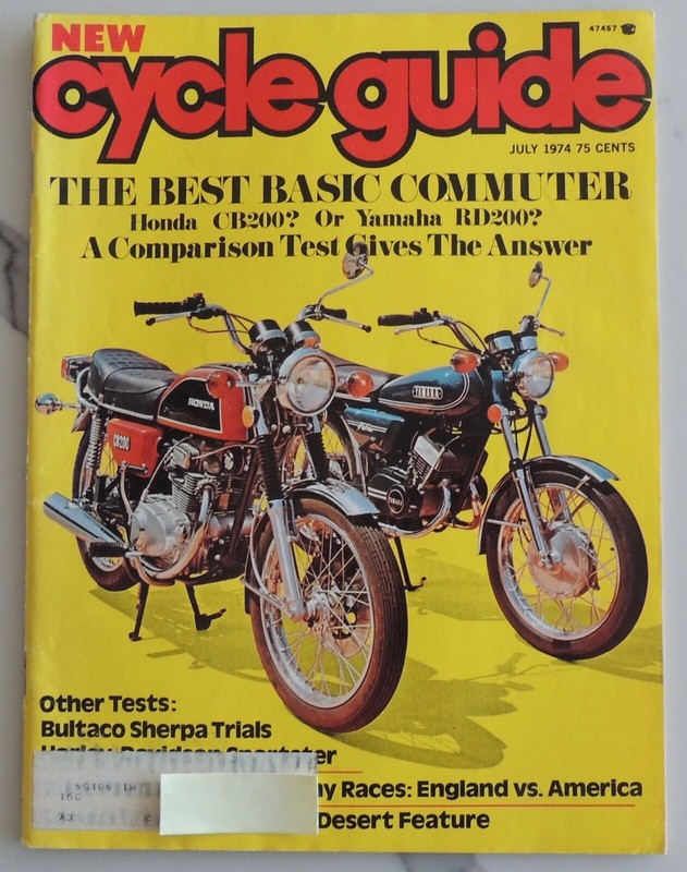 1974 July Cycle Guide Magazine Honda CB Yamaha RD 200 Bultaco Harley Sportster