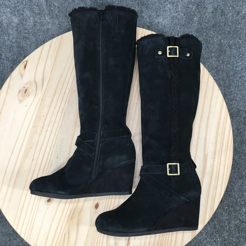 Botas Giani Bernini Mujer 6.5M Pippie Alto Montar Cuero Negro Hasta la Rodilla F3881 Foto 2 de 4