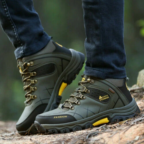 Herren Wasserdichte Knöchelstiefel Outdoor Leder Stiefel Wanderschuhe Stiefel - Bild 14 von 28