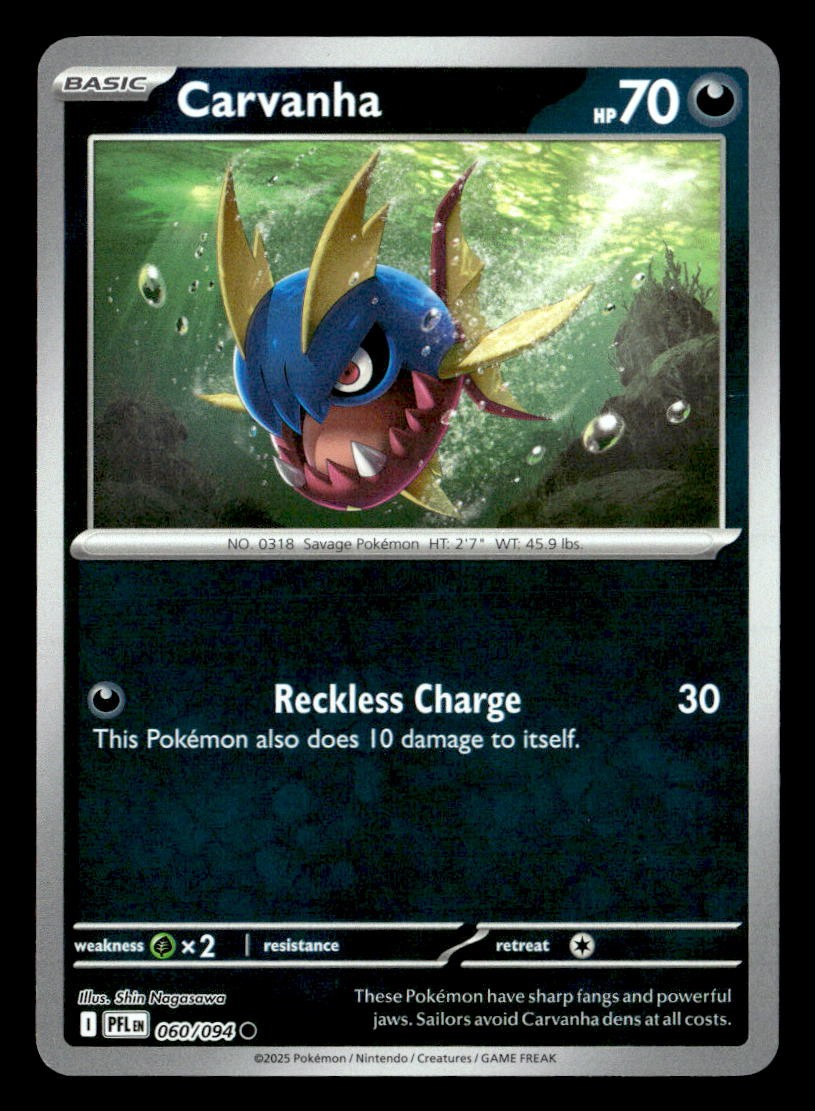 Pokemon Carvanha #060/094 tcg Near Mint or Better